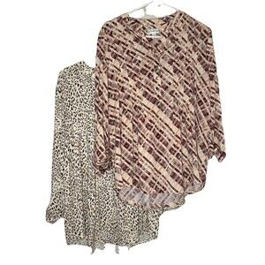 Lot of 2 Wonderly Women’s Size L Large Casual Tops Spring & Fall Prints